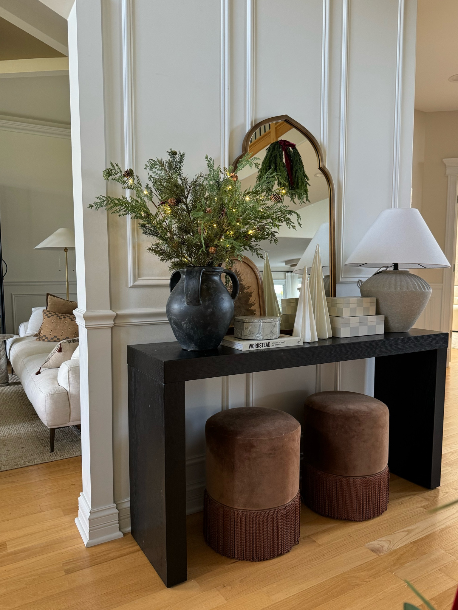 Holiday entryway inspo! I found the prettiest pre-lit stems under $10 and love how they look here. 

#LTKHoliday #LTKSaleAlert #LTKHome