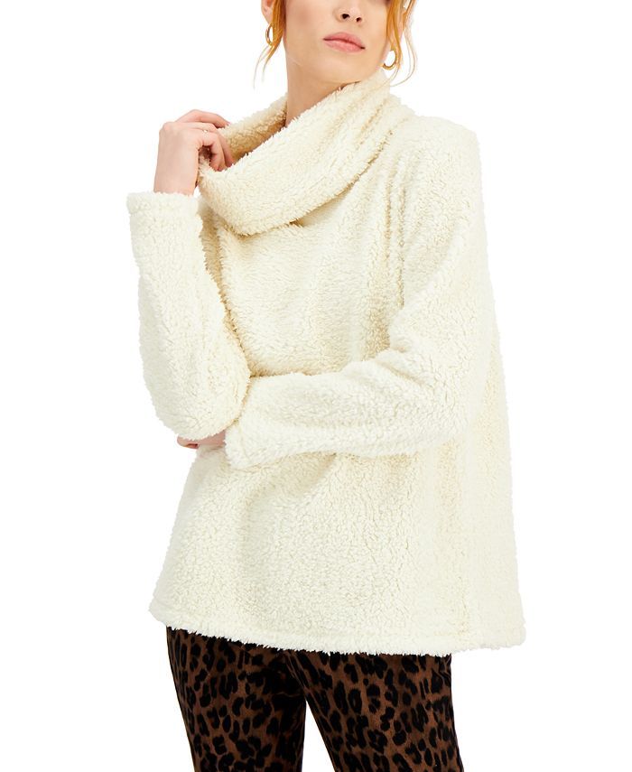 Petite Cowlneck Sherpa Pullover, Created for Macy's | Macys (US)