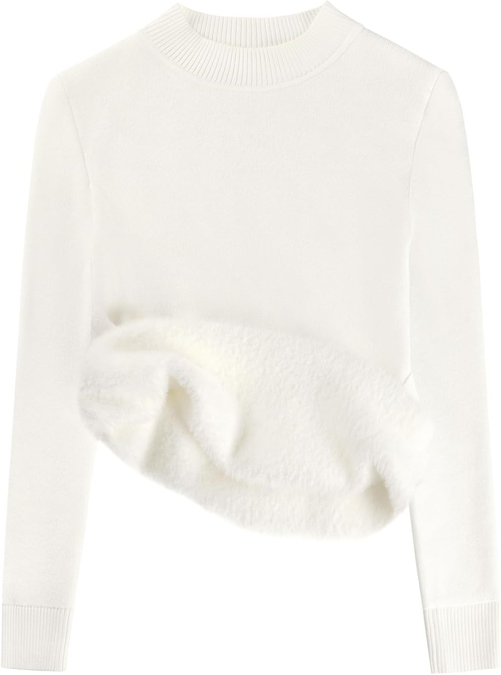 GRACE KARIN Women Fleece Sherpa Lined Sweater Long Sleeve Mock Neck Tops | Amazon (US)