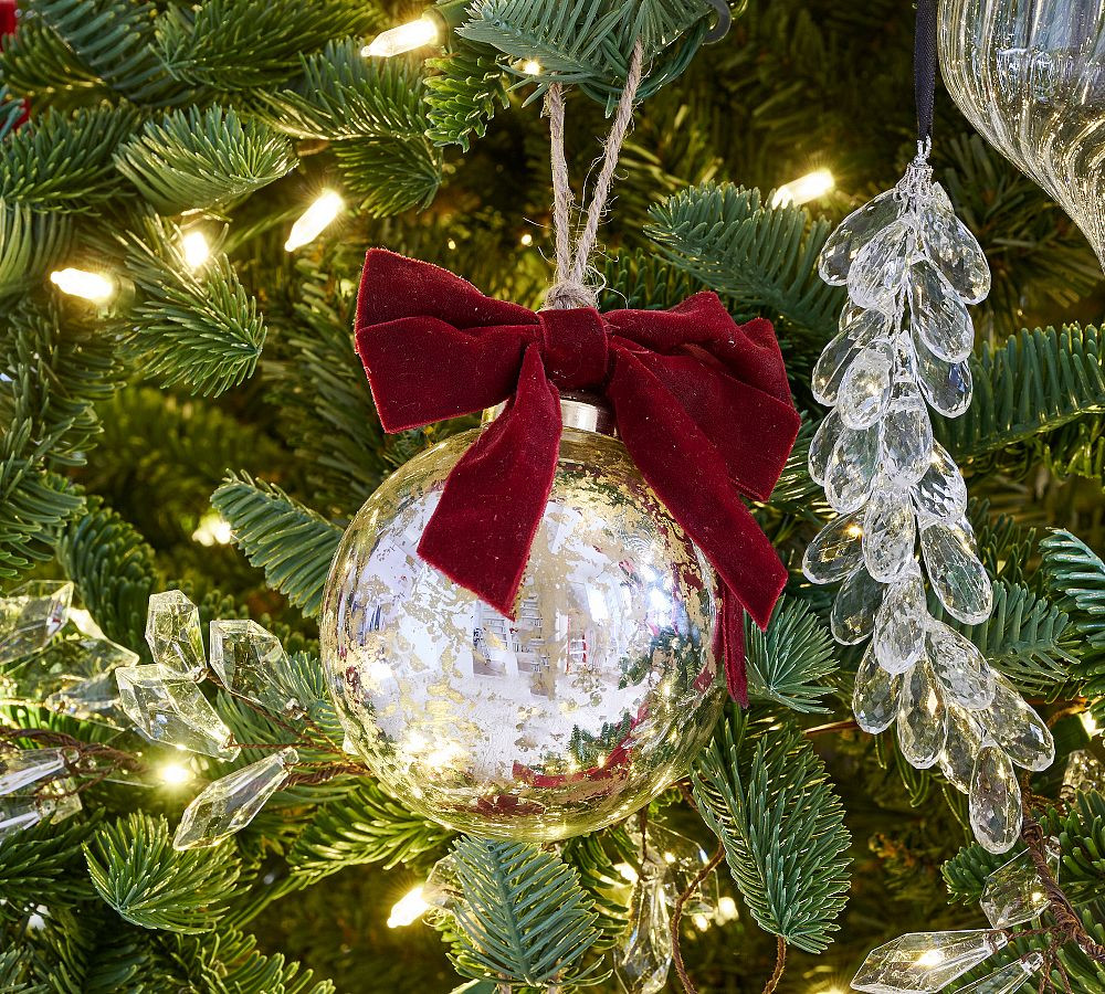 Glass Mercury Ornaments with Bows - Set of 4 | Pottery Barn (US)