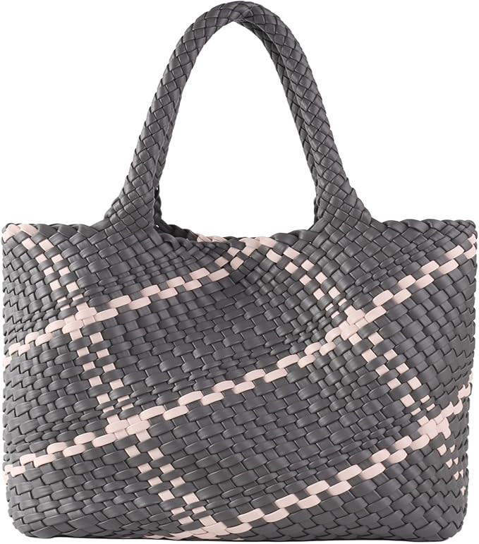 Tote Bag for Women Woven Beach Totes Bags, Large Summer Travel Vegan Leather Handbag with Handwov... | Amazon (US)