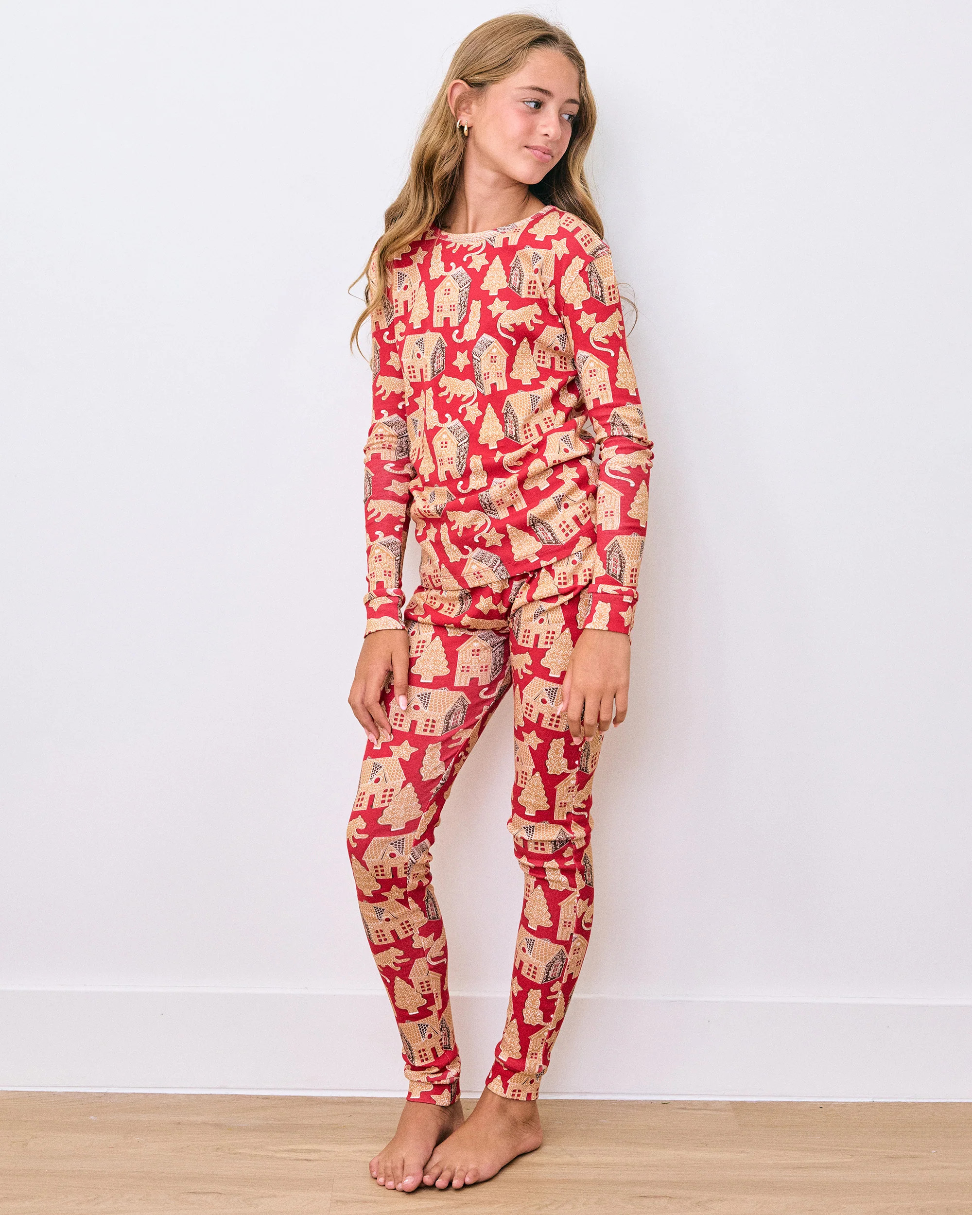 Gingerbread Party - Kids Snug Fit PJ Set - Ruby | Printfresh