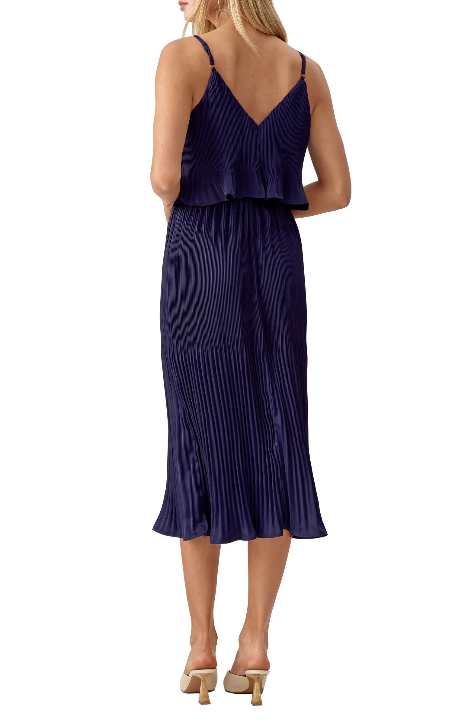 Nayla Pleated Overlay Sleeveless Midi Dress | Nordstrom