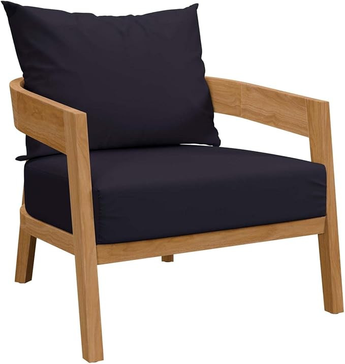 Modway Brisbane Teak Wood Armchair, Natural Navy | Amazon (US)