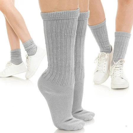 Basico Lightweight Slouchy socks for women | Grey Slouch Socks for Girls | Scrunch Socks | (3PK Shoe Size 5-9 1/2) | Walmart (US)