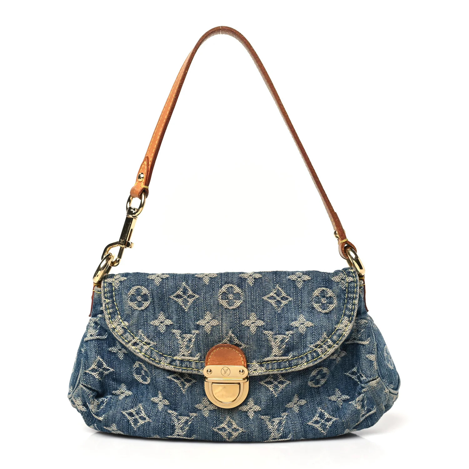 Monogram Denim Mini Pleaty Blue | FASHIONPHILE (US)