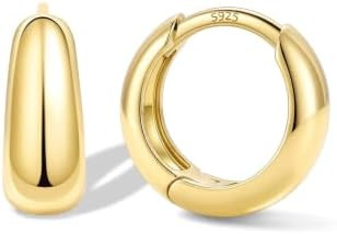 Bestyle Gold Huggies Earrings for Women Hypoallergenic 925 Sterling Silver Post Huggie Hoop Earri... | Amazon (US)
