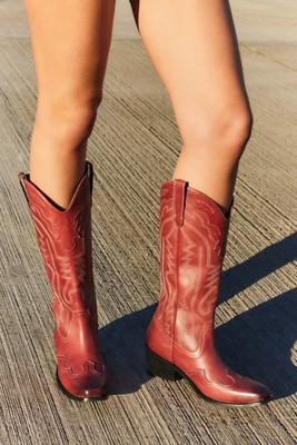 UO Red Leather Dallas Cowboy Boots - Red UK 4 at Urban Outfitters | Urban Outfitters UK