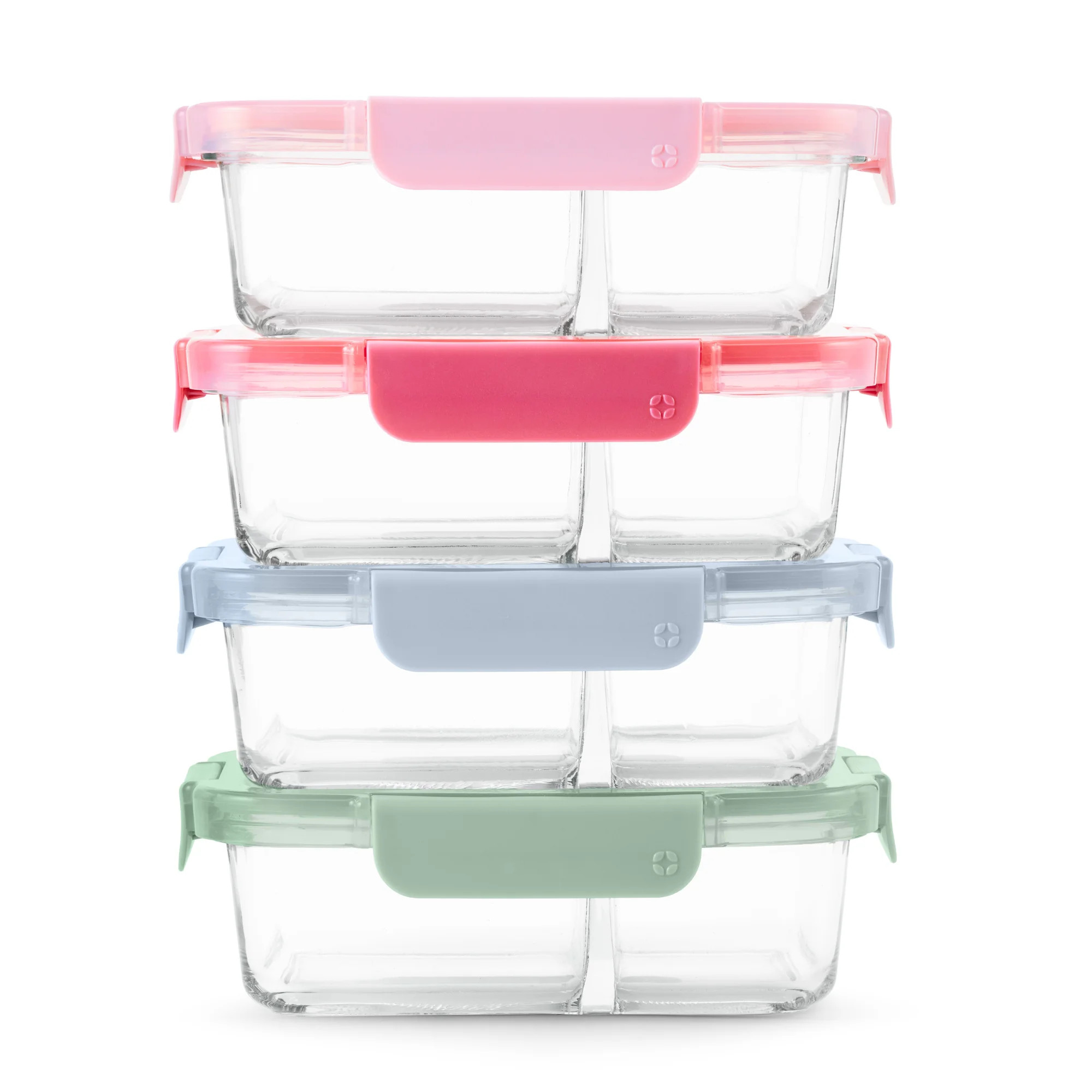 Ello Color Lock 8pc 3.4 Cup Divided  Glass Meal Prep Set | Walmart (US)
