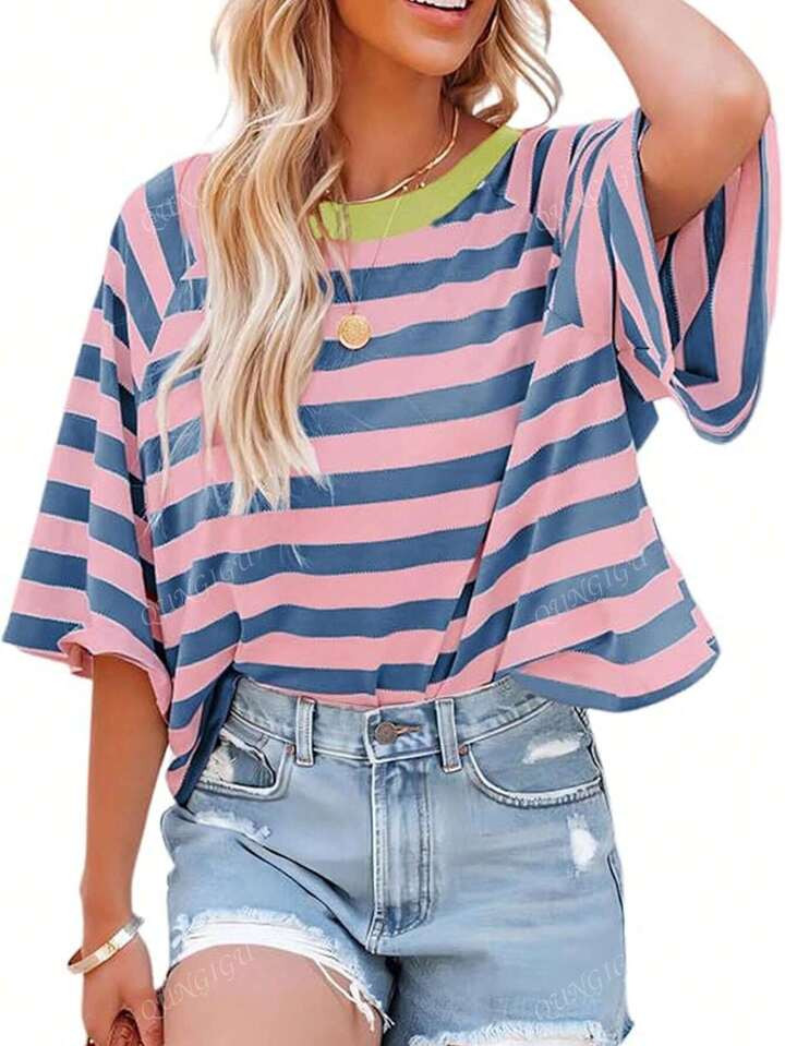 Casual Minimalist Striped Tee | SHEIN