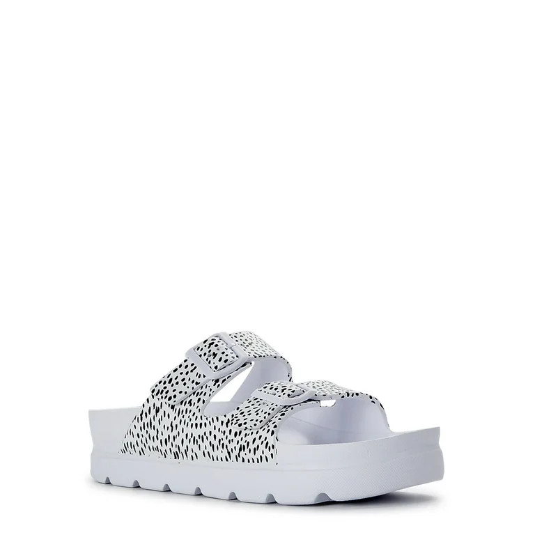 No Boundaries Women's Flatform Two Buckle Sandals | Walmart (US)