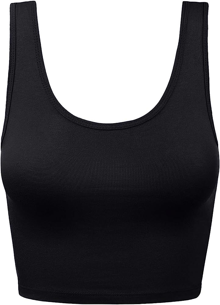 Women's Cotton Scoop Neck Racerback Crop Top Sleeveless Tops | Amazon (US)