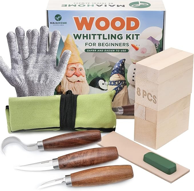 MaiaHome Wood Whittling Kit Includes 8-Basswood Wood Carving Blocks Set, 3PCs Whittling Knife - W... | Amazon (US)