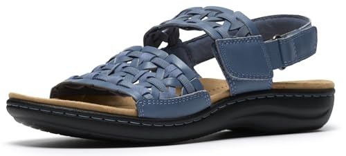 Clarks Women's Laurieann Lily Flat Sandal, Denim Blue Leather, 11 | Amazon (US)