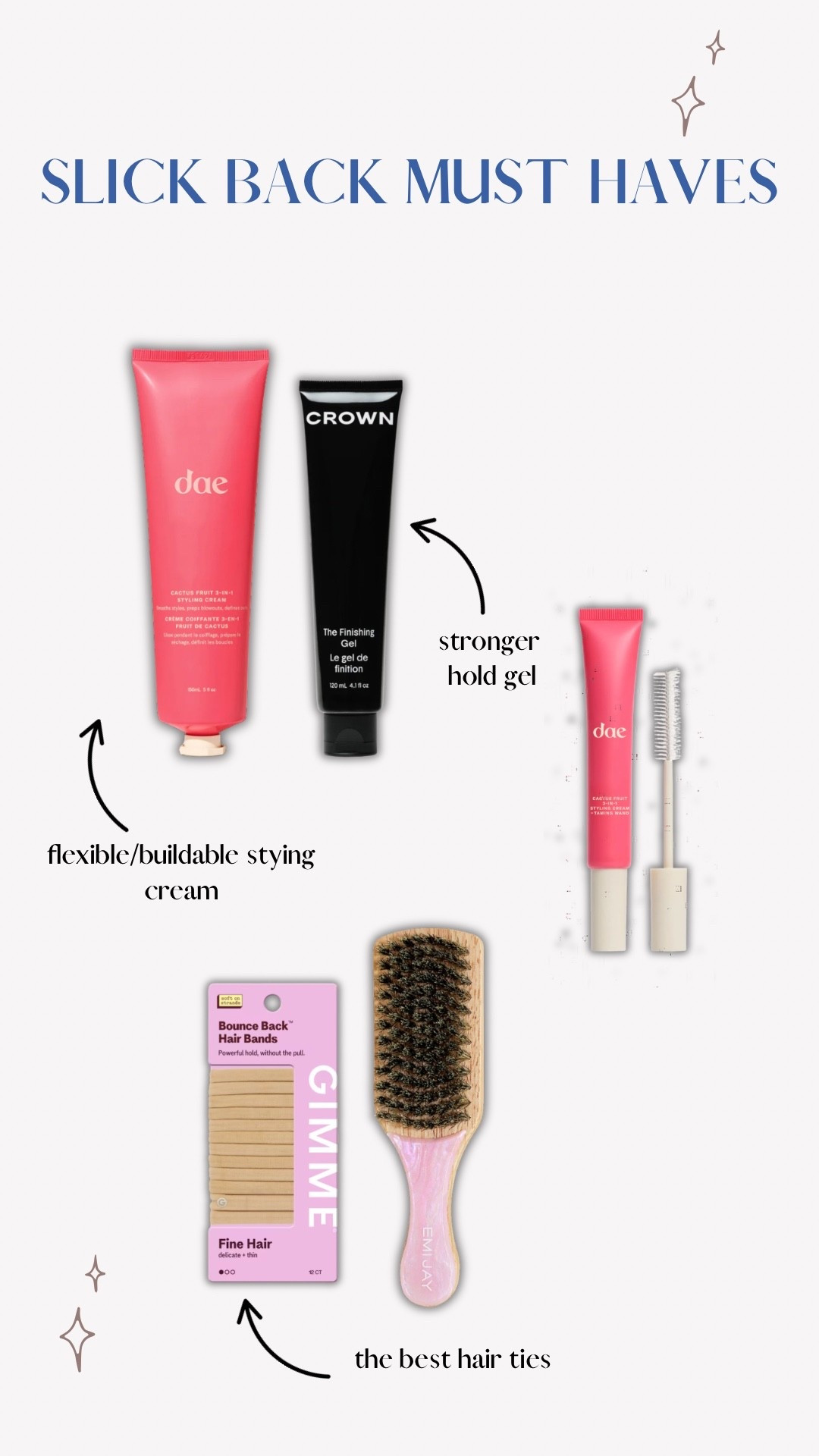 slick back favorites! 
Styling cream + best done damage hair ties! 

#LTKdayinmylife #LTKmorningroutine #LTKBeauty