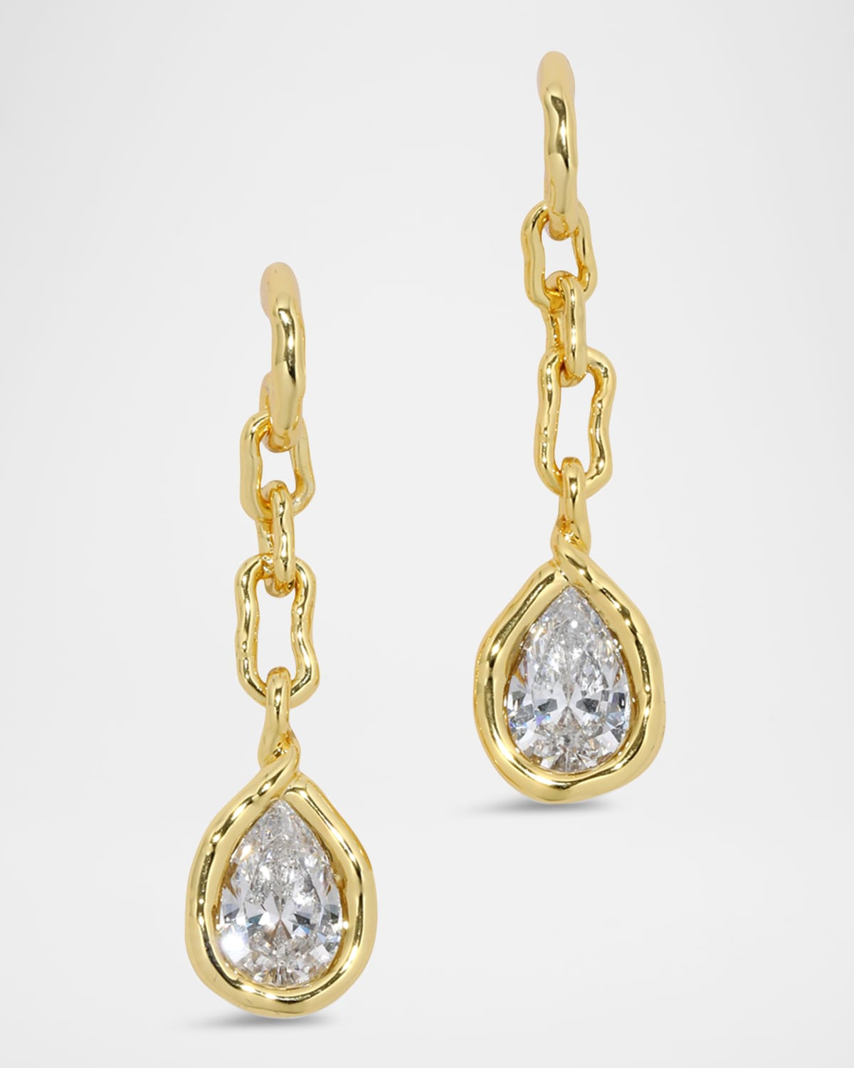Asterales Gold Link Pear CZ Earrings | Neiman Marcus
