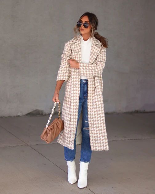 Camille Houndstooth Pocketed Coat | VICI Collection