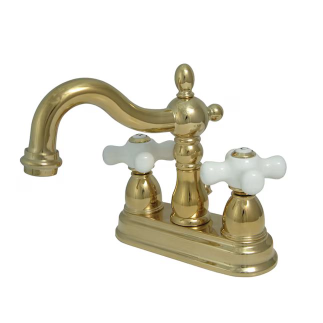Kingston Brass  Vintage Polished Brass 2-handle 4-in Centerset Bathroom Sink Faucet with Drain | Lowe's