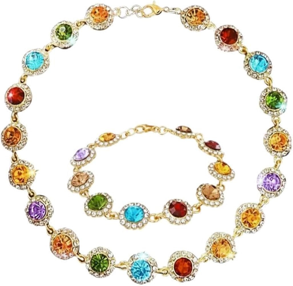 Magitaco Colorful Rhinestone Jewelry Set, Multi Color Crystal Bracelet for Women, Stackable Gemst... | Amazon (US)