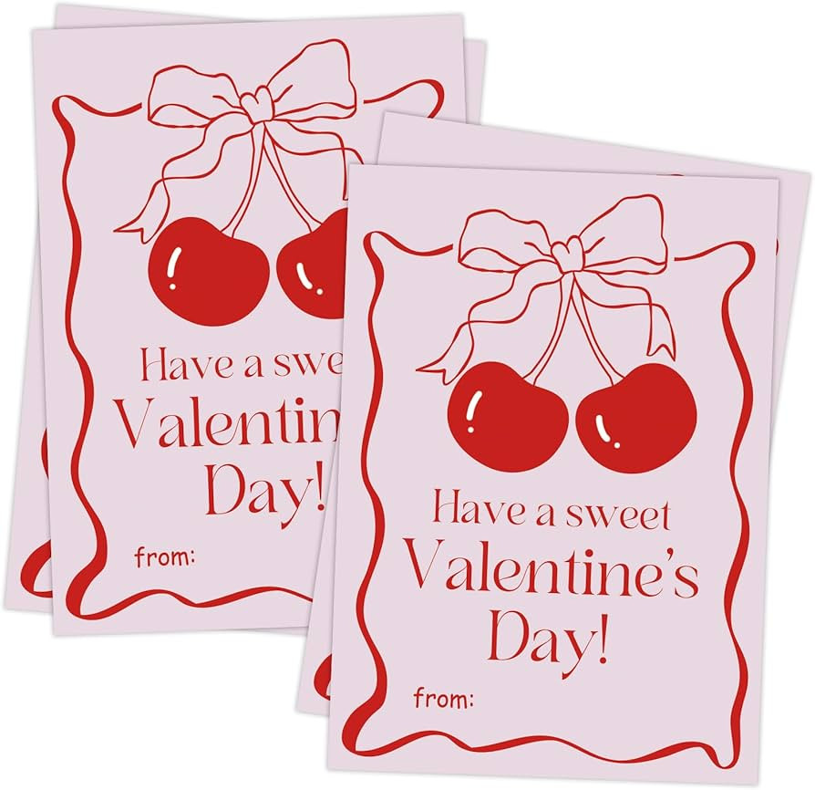 30 Our Friend Valentine Card, Cherry Bow Themed Gift Tags of Valentines Treat Bags for Women Fema... | Amazon (US)