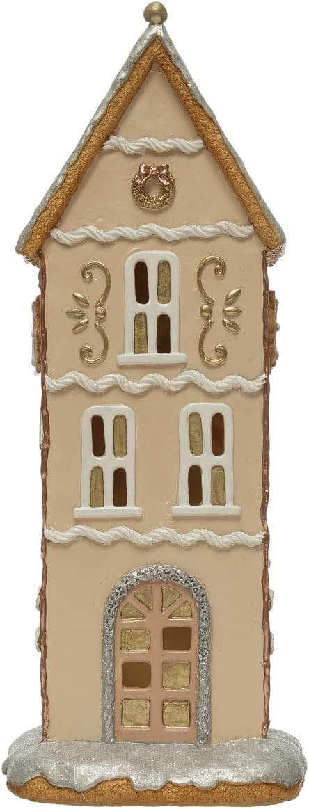 Creative Co-Op Decorative Gingerbread House with LED Light, Multicolor | Amazon (US)