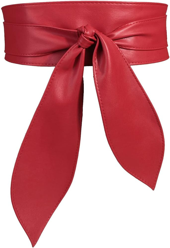 Womens Obi Belt Fashion Leather Wrap Wide Cinch Belt Corset Tie Waistband for Dress | Amazon (US)