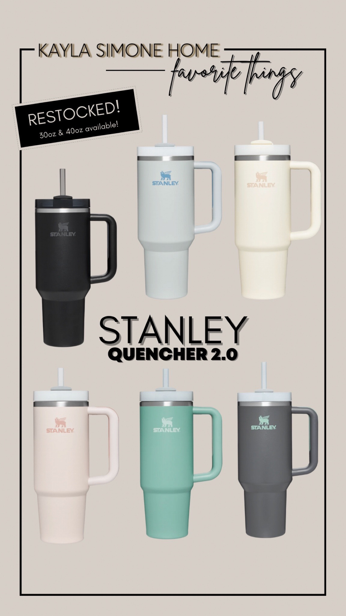 Stanley Quencher 2.0 cup restock! 30z and 40oz available. My go-to cup for traveling, running errands, and everyday!

#LTKunder100 #LTKhome #LTKunder50