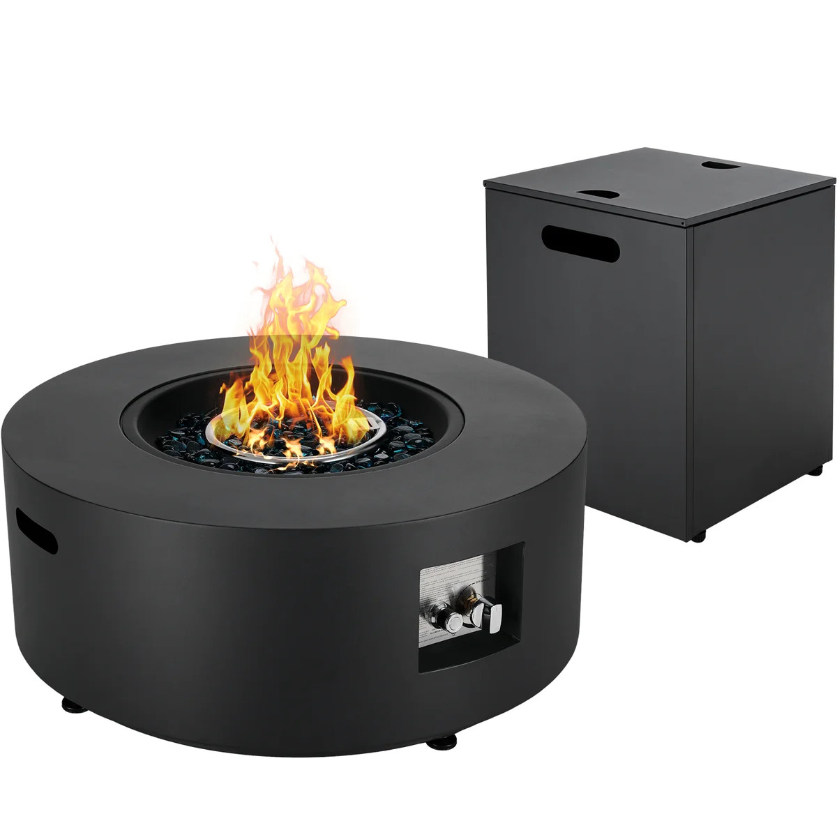 30 in Propane Fire Pit Table Set,2 in 1 Round Patio Heater Table, 50,000 Btu, Adjustable Legs, Ou... | Wayfair North America