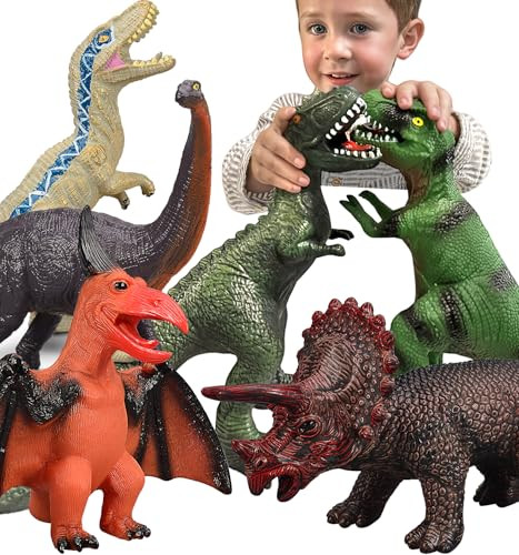 6 Piece Jumbo Dinosaur Toys for Kids 3-5 and Toddlers, Large Soft Dinosaur Toys for Lovers - Perf... | Amazon (US)