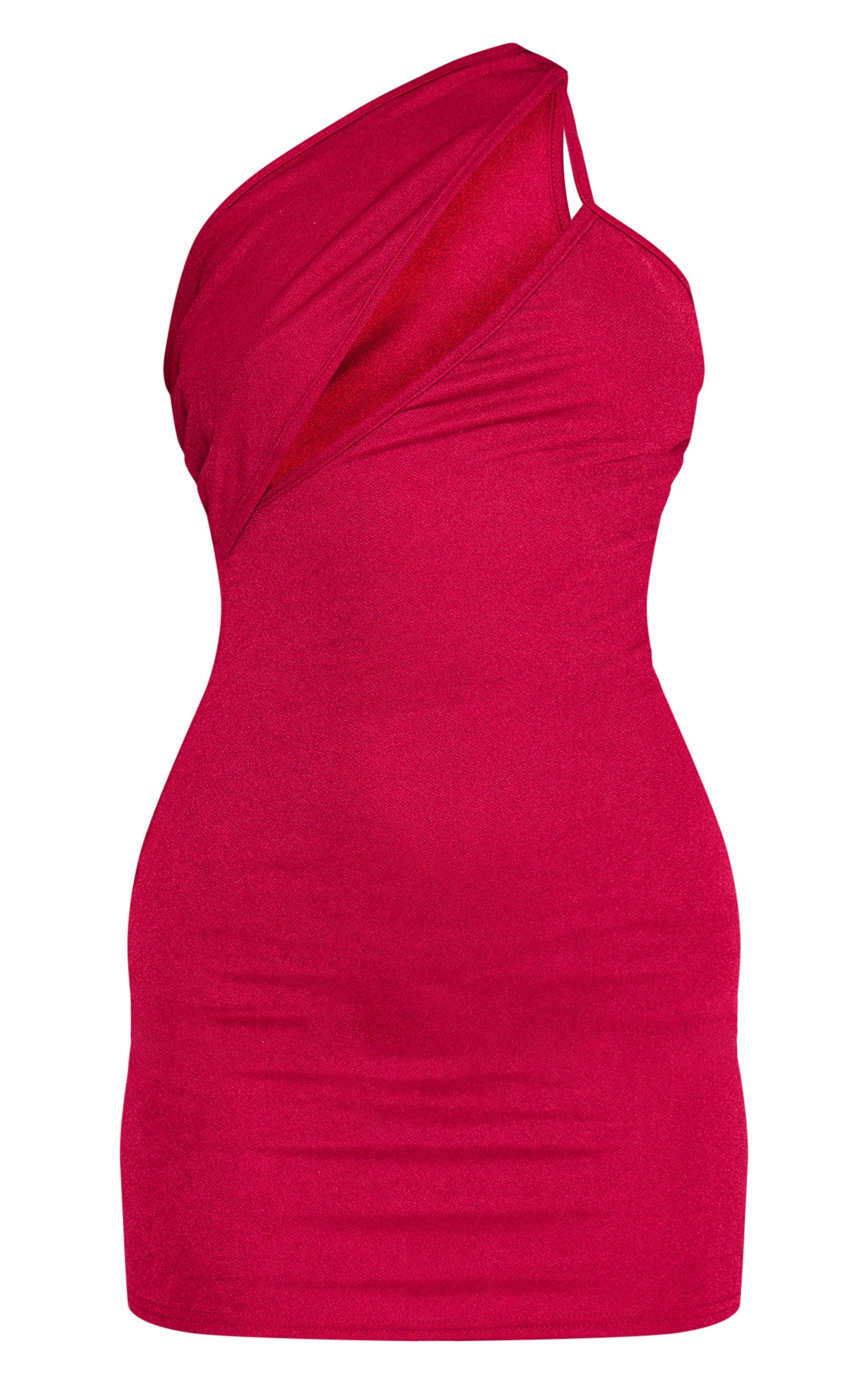 Dark Red One Shoulder Cut Out Strap Detail Bodycon Dress | Pretty Little Thing (Australia & New Zealand)