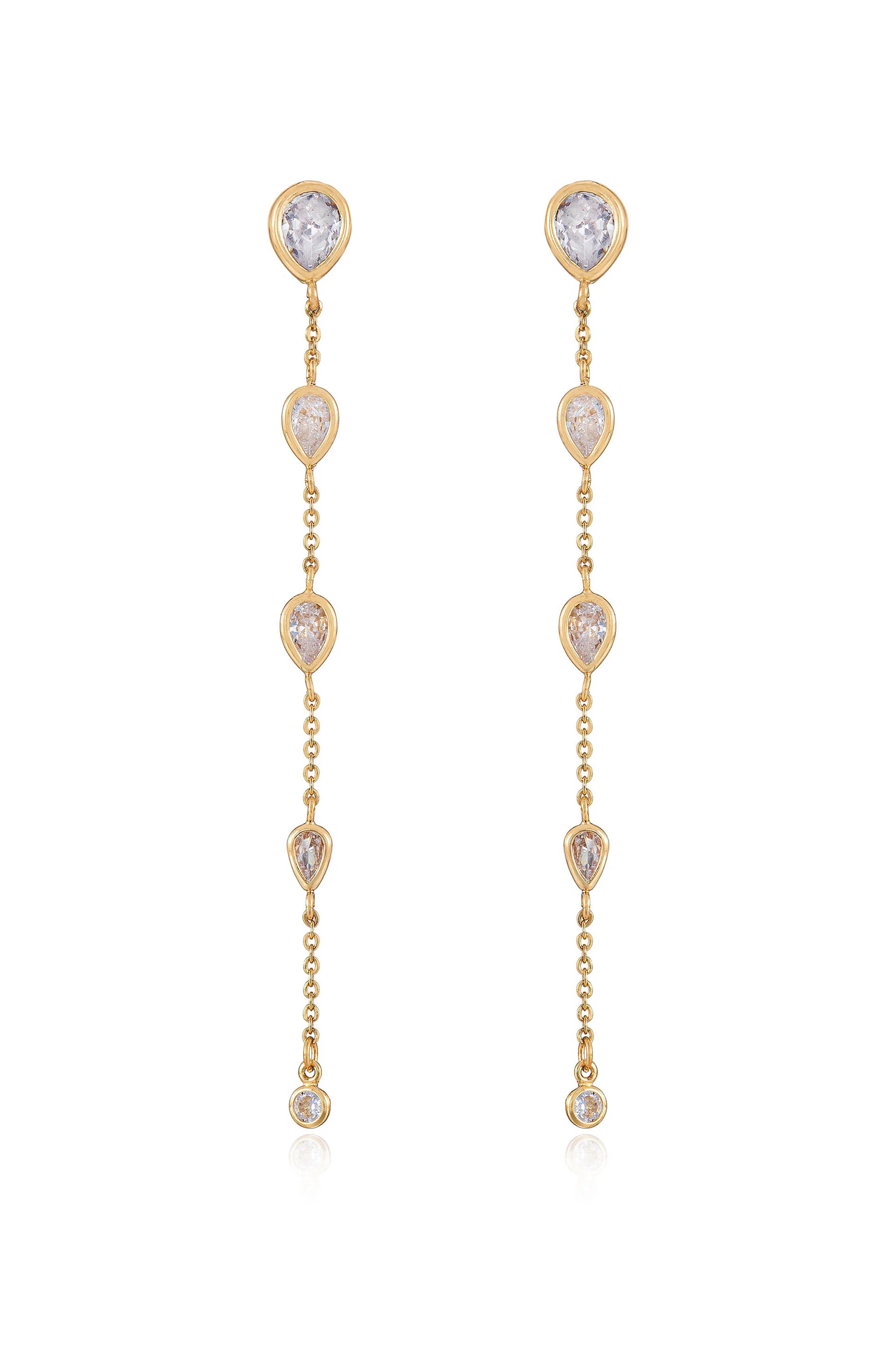 Dainty Bezel Crystal Dangle Earrings | Ettika
