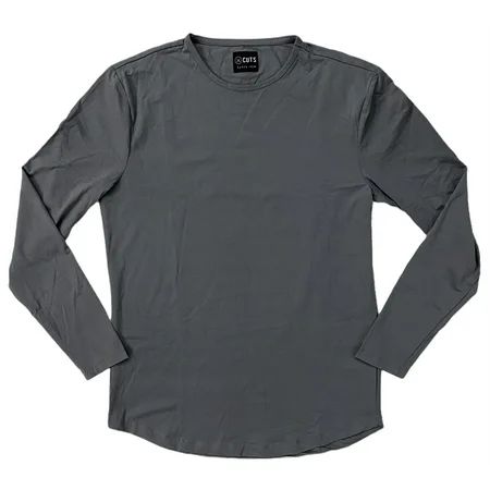 Cuts Clothing Men s Long Sleeve Curve Hem Crew Neck Signature Fit Tee T-Shirt (Medium Sage (Olive)) | Walmart (US)