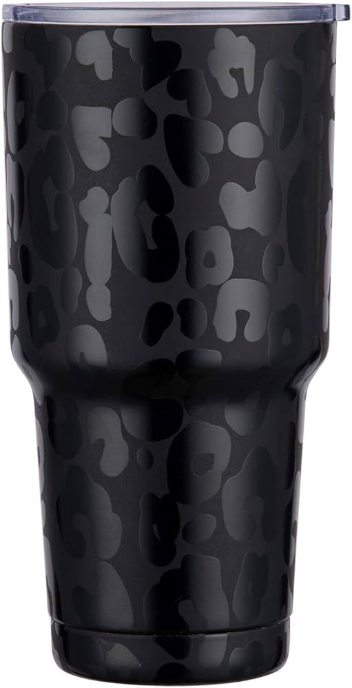 BLANKSMALL Tumbler with Lid, Insulated Water Bottle Iced Coffee Mug (30 oz Matte Black Leopard Pr... | Amazon (US)