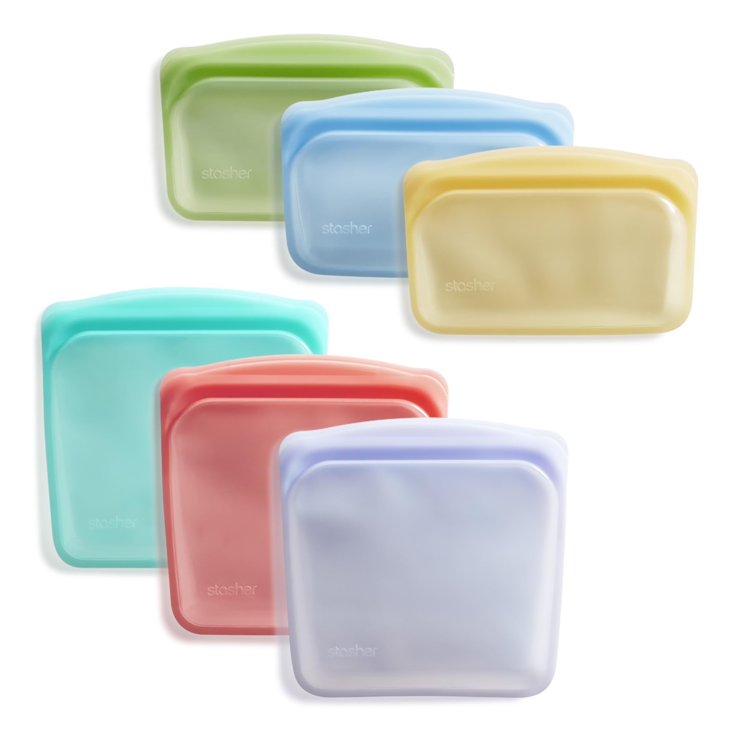 Stasher Premium Silicone Reusable Food Storage Bags, 6-Pack, Multi | Multi-Use Food Storage Bags,... | Amazon (US)