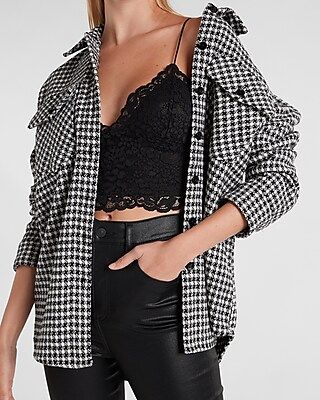 Houndstooth Print Shirt Jacket | Express