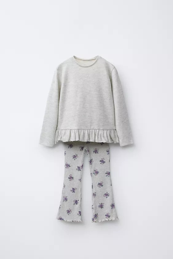 PRINTED SOFT TOUCH T-SHIRT AND LEGGINGS SET | Zara US