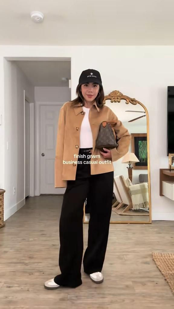 business casual outfit idea 👜💻🧋

#officeoutfit #styleinspo #officeoutfits #worktripoutfits #suedejacket #blacktrousers #petitefashion

#LTKStyleTip #LTKPetite #LTKWorkwear