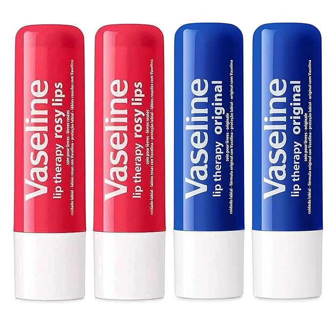 Vaseline Lip Therapy Stick | Petroleum Jelly Vaseline Lip Balm | 4.8g each (2 Rosy - 2 Original) | Amazon (US)