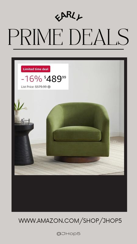 Save on early Prime Day Deals!Prime Day deals, swivel chair, swivel accent chair, Amazon home

#LTKHome #LTKSaleAlert #LTKStyleTip