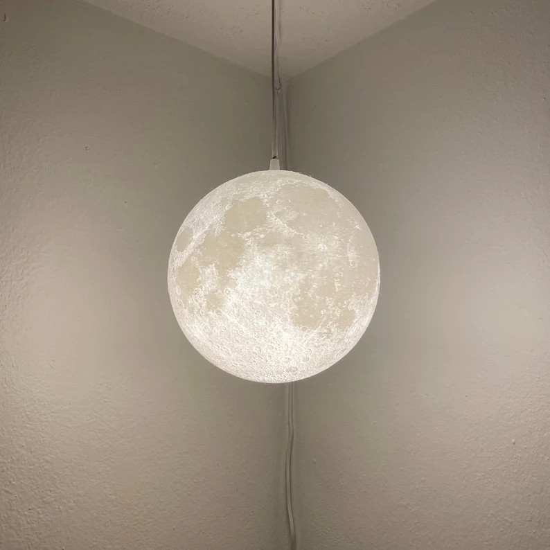 Hanging Moon Lamp With Multiple Colors | 10-inch Diameter | Plug-in Pendant Light | 3D Printed So... | Etsy (US)