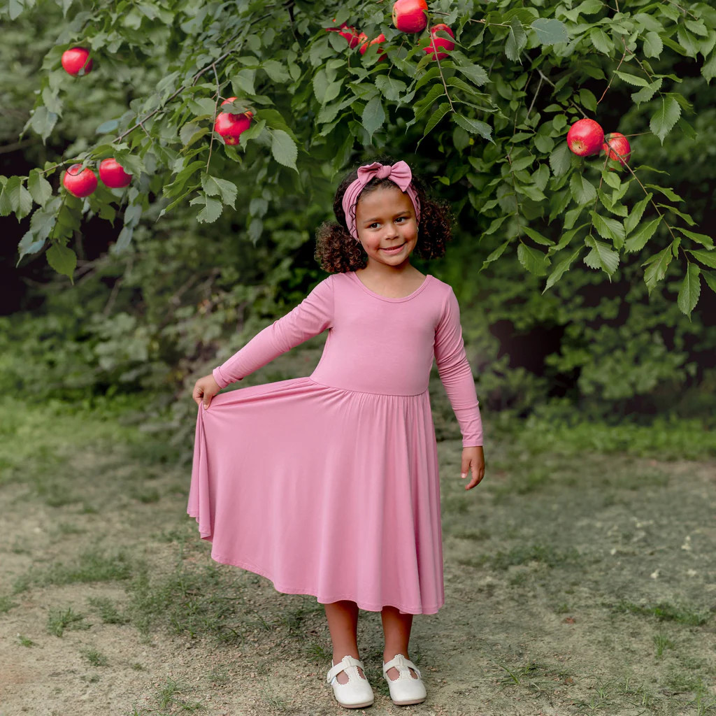 Long Sleeve Twirl Dress in Apple Blossom | Kyte Baby