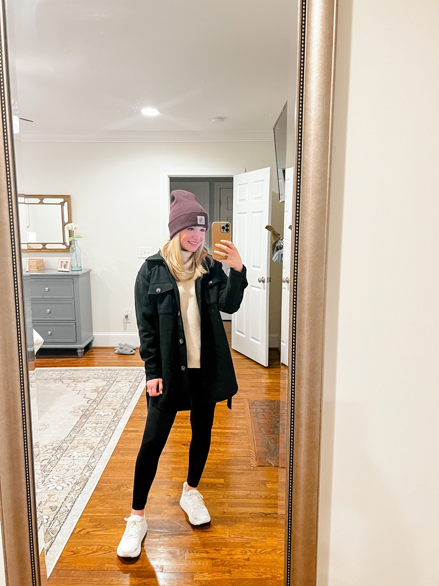 Cozy winter outfit // amazon sweater and shacket 

Hoka run big size down half a size! 

#LTKSeasonal #LTKstyletip #LTKfit