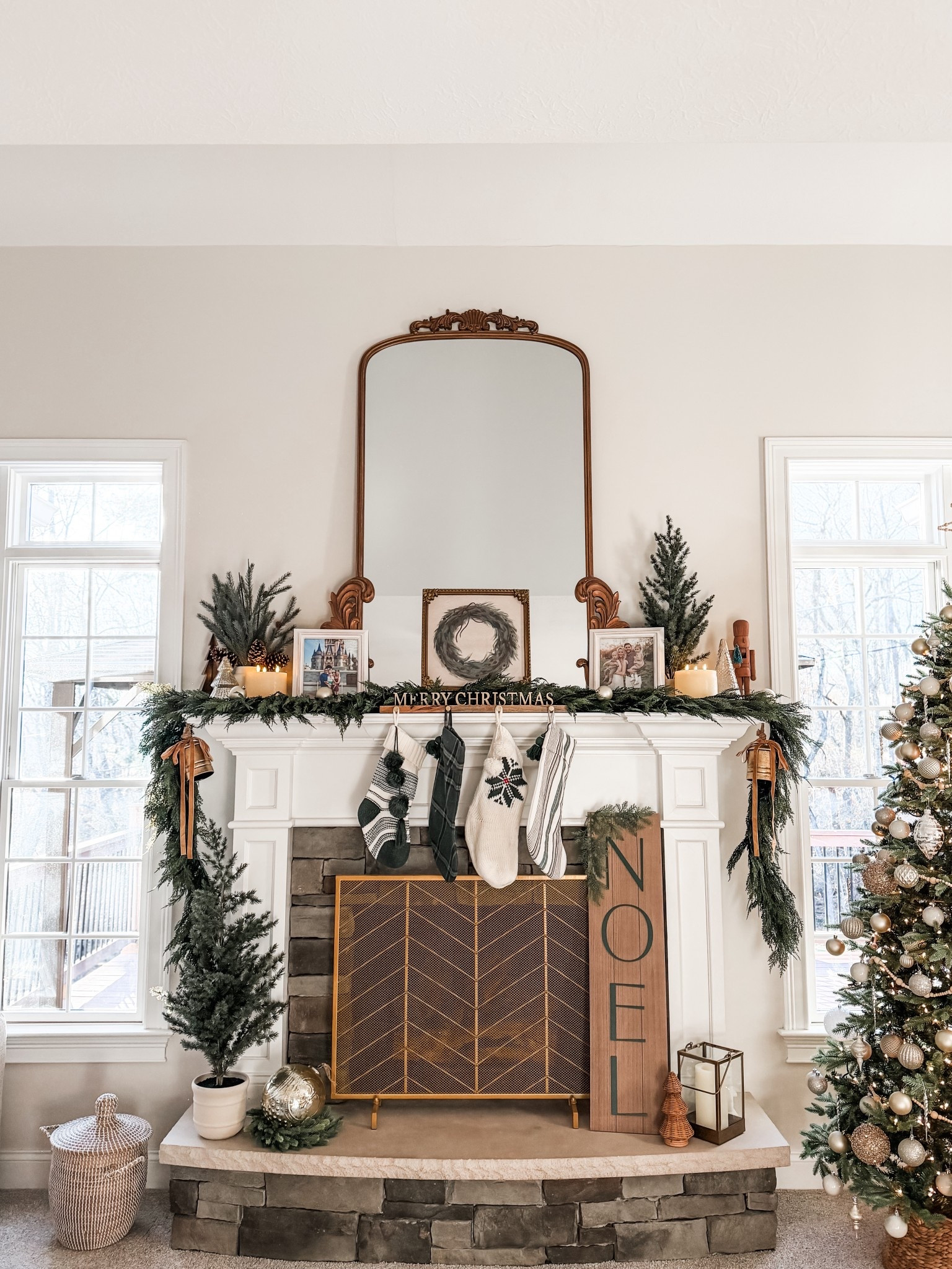 Holiday mantle + Christmas tree decor! How I have decorated for the holidays so far! Mainly Target holiday + Amazon finds, but also some splurges that are worth it like my Crate & Barrel pre-lit garland! Linked all I could! Everything else from Homegoods! 

#LTKCyberWeek #LTKHoliday #LTKHome