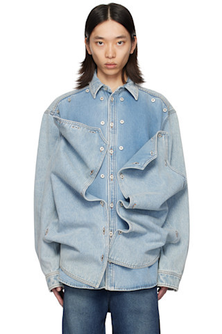 Blue Snap Off Denim Shirt | SSENSE