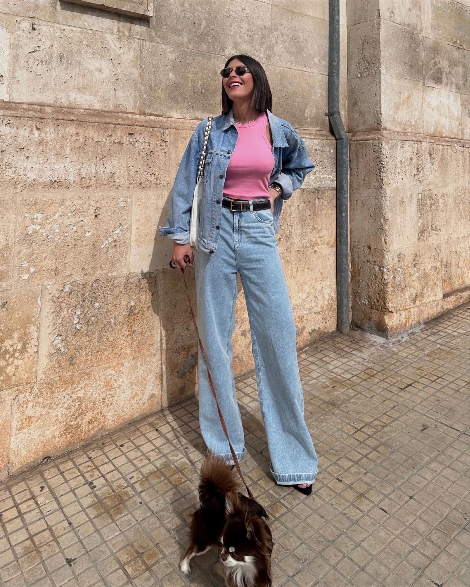 Outfit total denim.

spring 2023 outfits, denim look, outfit inspiration, minimal style, capsule wardrobe, wardrobe essentials, effortless chic, Italy, wide leg jeans, Mango, pink ribbed tank top, Levi’s, denim jacket, miu miu belt, Farfetch, Giaborghini open toe sandals. 

#LTKSeasonal #LTKfit #LTKeurope