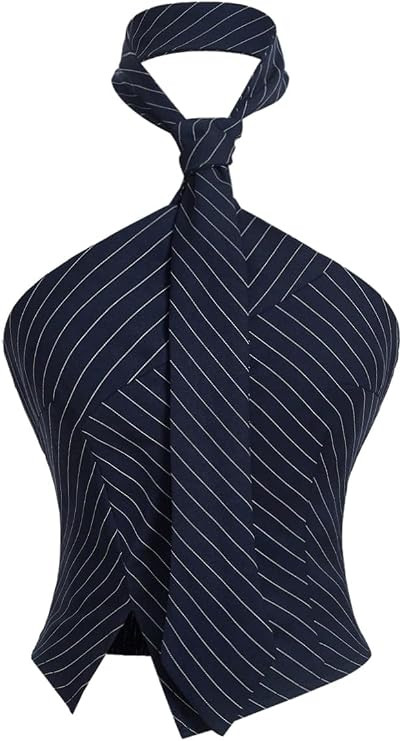 SOLY HUX Women's Striped Halter Tops Sleeveless Backless Split Asymmetric Hem Summer Going Out Cr... | Amazon (US)