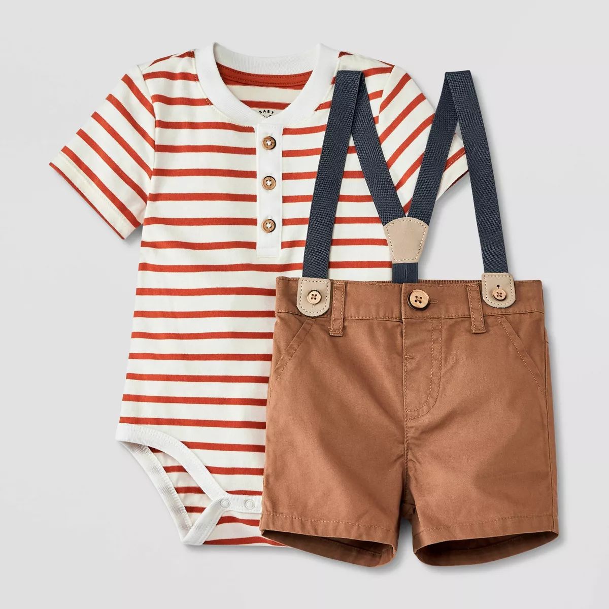 Baby Boys' Suspender Top & Shorts Suspender Set - Cat & Jack™ Off-White 6-9M | Target