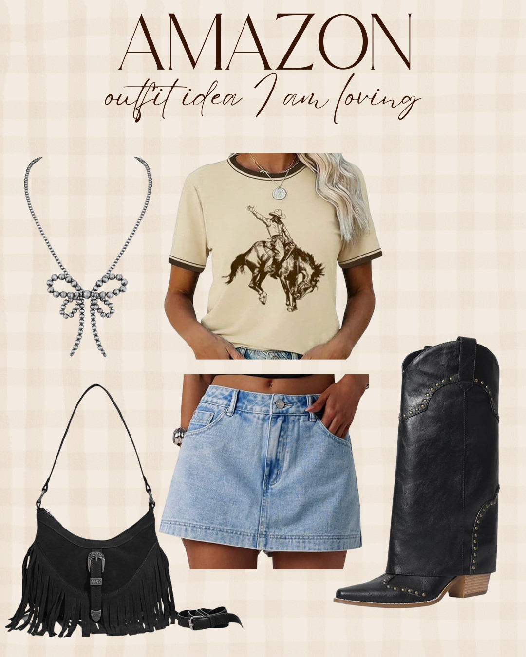 I love a summer western look with a jean skirt! 

 #LTKgrwm #LTKootd #LTKSeasonal