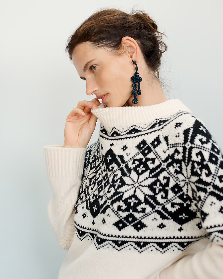 Fair Isle snowflake mockneck sweater in vintage wool | J. Crew US
