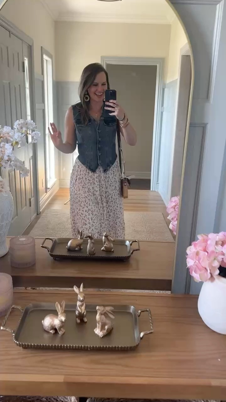 Cute country concert outfit! Casual summer maxi skirt (white floral is double lined & not see through, stretchy elastic waist) paired with denim vest (comes in dark and light wash for under $20) size M in all. 

Walmart fashion finds, western boho outfit, summer look

#LTKSeasonal #LTKStyleTip #LTKFindsUnder100